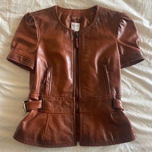 RED VALENTINO Leather Short Sleeve Zip Up Vest - Jacket LIKE NEW